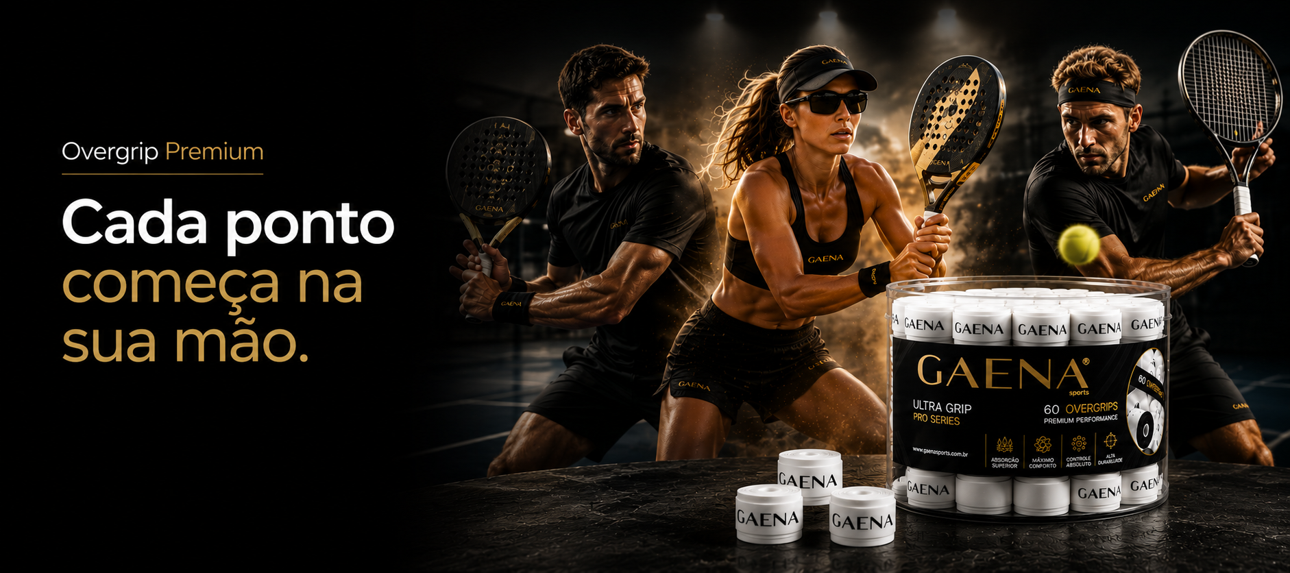 Atletas Gaena Sports com overgrip premium